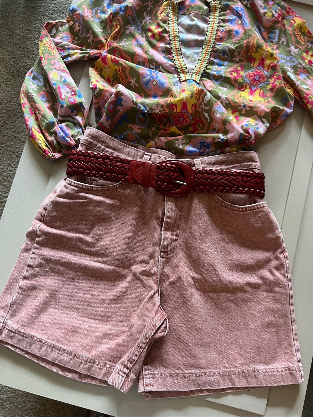 Lee Riders Women's High-Rise Rusty Pink Denim Shorts